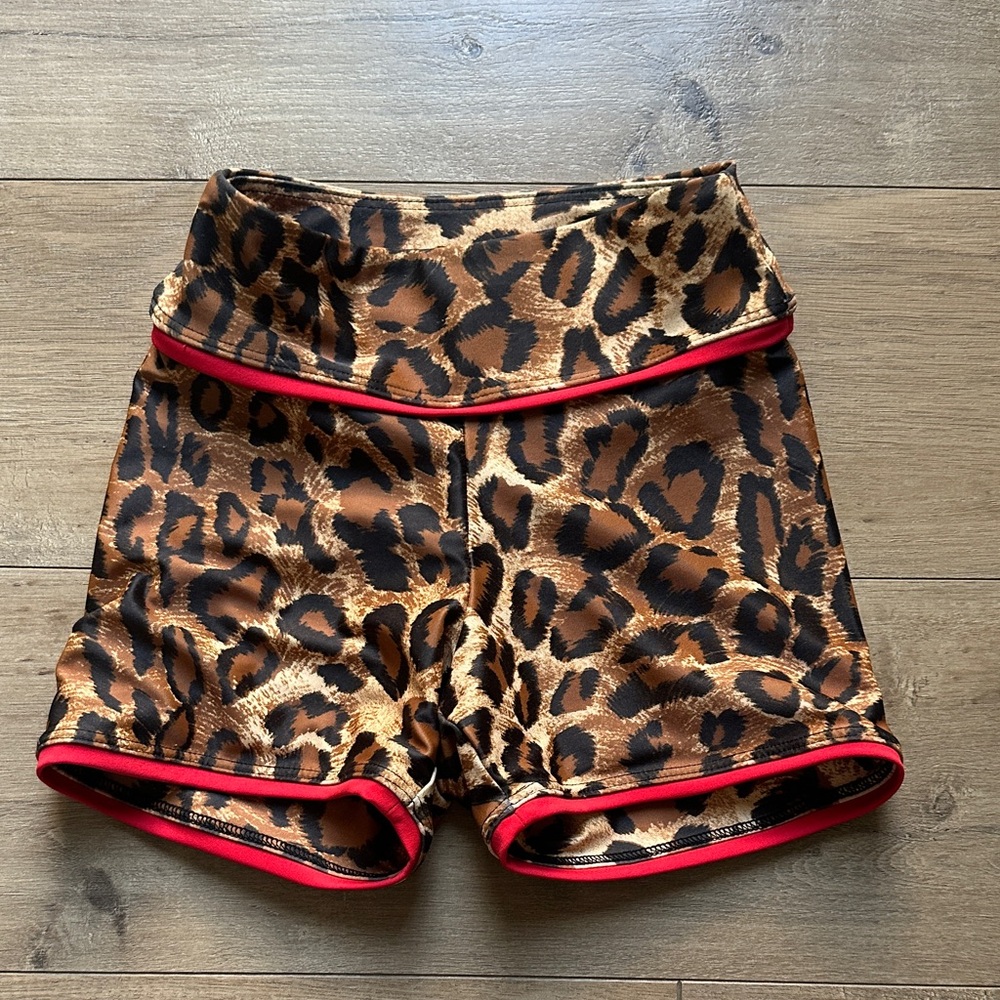 Tiger Friday cheetah shorts with red trim YL